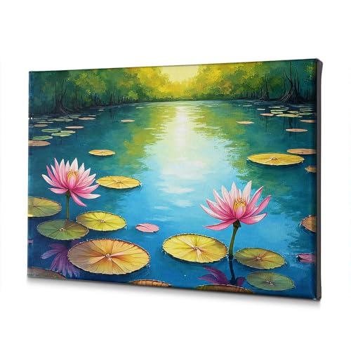 Toile de lotus rose pour illuminer un salon sombre 30x40 cm