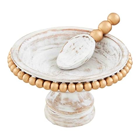 Mud Pie Gold Wood Beaded Candy Dish Cover