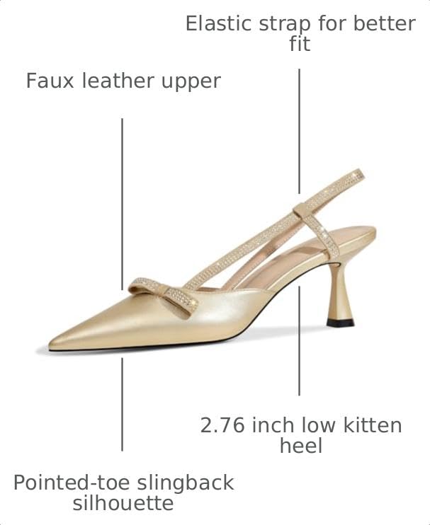 Image of Women's pumps Kitten Heels Closed Toe Rhinestone Slingback Pointed Toe