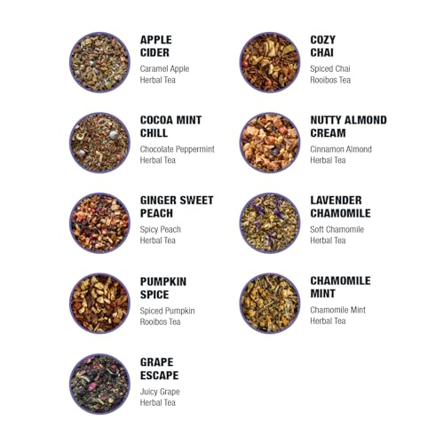 Image of Tiesta Tea - Caffeine Free Tiesta Tasting Sampler Dry Flight Set, Loose Leaf, No Caffeine, Makes Hot & Iced, Assorted Tea Sets with Herbal, and Fruit Blends, 25 Resealable Sample Pouches