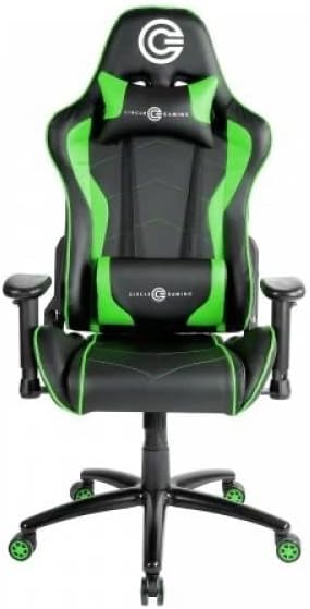 CIRCLE Gaming CH70 Green Black All Moulded Foam 2D ARM PVC Cover Material with Adjustable Backrest 90-180 Degree with Class 4 Gas Lift Chair