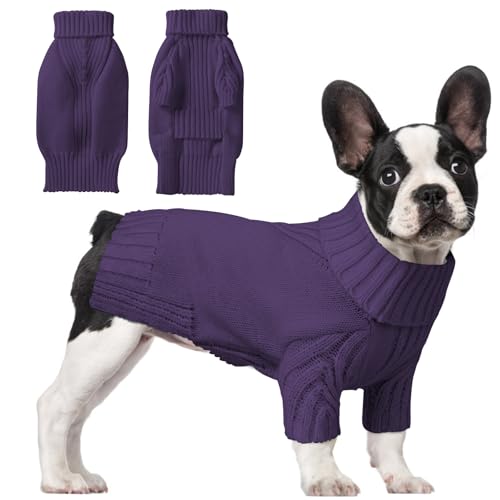 Image of Dog Sweaters for Small Medium Large Dog, Classic Turtleneck Pet Clothes Warm Thermal Doggy Winter Coat, Thick Double Knitting Collar Pullover Cold Weather Puppy Jacket for Indoor & Outdoor Wear