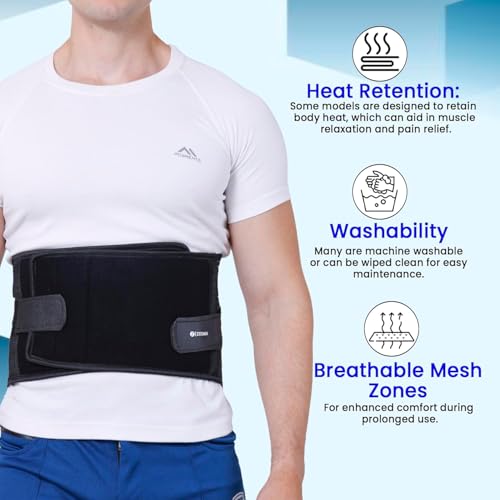 Image of ZEDAN Adjustable Lumbo Sacral Compression Belt for Men & Women | Hip, Waist & Lower Back Support Belt | Free Size Adjustable Back Support - Black