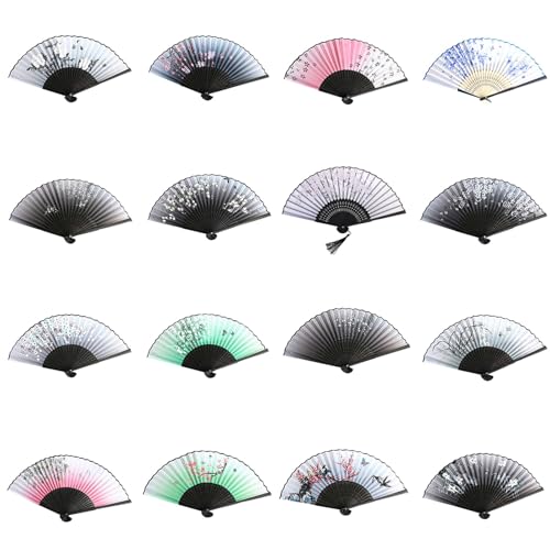 LfrXtra 扇風機ホームデコレーション、ヴィンテージシルク扇子 レトロ