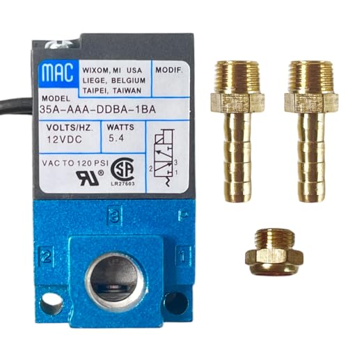 SNYFT 3 Port Boost Control Solenoid Valve Replacement for MAC Valve 35A-AAA-DDBA-1BA 12V DC 5.4W High Flow Electronic Boost Controller for Turbocharged Cars & Trucks