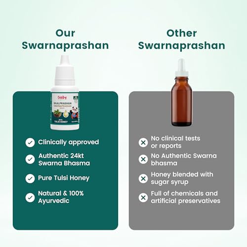 Image of BabyOrgano Swarnaprashan Drops for Kids, 0-15 Yrs, 15ml, Pack of 1 | Suvarnaprashan 24K Gold Drops, Swarna Bhasma, Brahmi, Shankhpushpi, Vacha & Tulsi Honey, Immunity, Brain & Growth Support