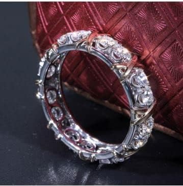 DovEggs 1.4CTW Total FGH 3mm Cut Moissanite Lab Created Diamond Engagement Ring Full Eternity Wedding Band 14k Gold QUALITY Silver/Yellow Gold Plated X`S Engagement Ring for Women4