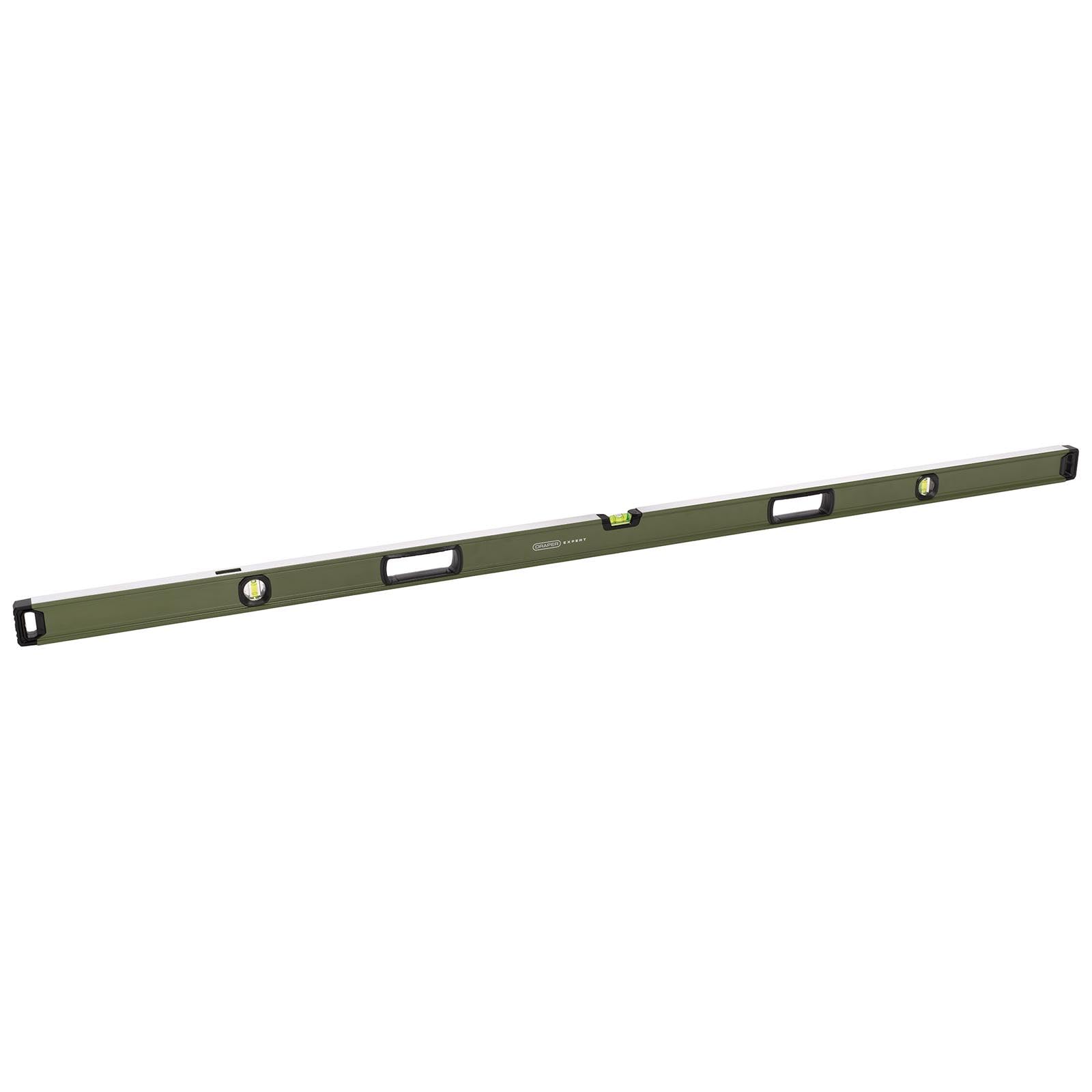 Draper Green And Black Large Box Spirit Level With Handle 1800Mm | 1 X 180° Domed/Arc Central Vial & 2 X 90° Vials | High Precision Torpedo Bubble Levelling Tools | Heavy Duty Aluminium For Heavy Duty Use