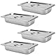 ZOENHOU 4-teiliges Panierschalen Set, Edelstahl GN 1/3 Behälter, 32,5x17,5x6,5 cm Panier mit Deckel, Metall Panierstrasse Rechteckig für Fleisch Marinieren,Küchenorganisation, Spülmaschine