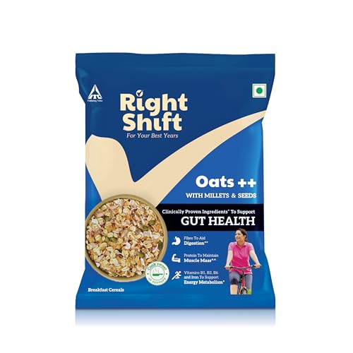 Image of Right Shift High Protein Oats++ with Millets & Seeds, 40g | Ideal for Weight Loss, High Fibre | Ready to Cook | No Added Preservatives | Clinically Proven Ingredients for Gut Health