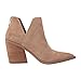 Kathemoi Womens Ankle Boots Slip on Cutout Pointed Toe Snakeskin Chunky Stacked Mid Heel Booties Light Brown