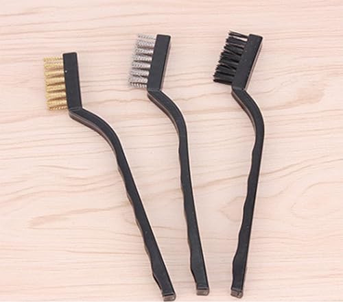 Image of 18 Pcs Mini Stainless Steel Wire Brush Set for Cleaning Welding Slag Rust, Wire Bristle Scratch Brush Set, Curved Handle Brushes(3 Styles: Brushes of Stainless Steel /Nylon /Brass Bristles