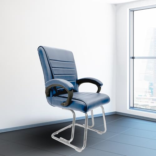 Image of activa Executive Office Visitor Chair | Ergonomic Relax Chair for Study, Home, Reception| Comfortable Cushioned Seat Back, Double Pipe Frame with Arm Rest Guest Seating (1, Grey, Regal)
