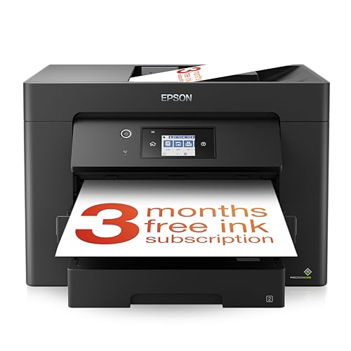 Epson WorkForce WF-7830 Imprimante couleur sans fil tout-en-un avec scanner, copieur, fax, Ethernet, Wi-Fi direct et ADF