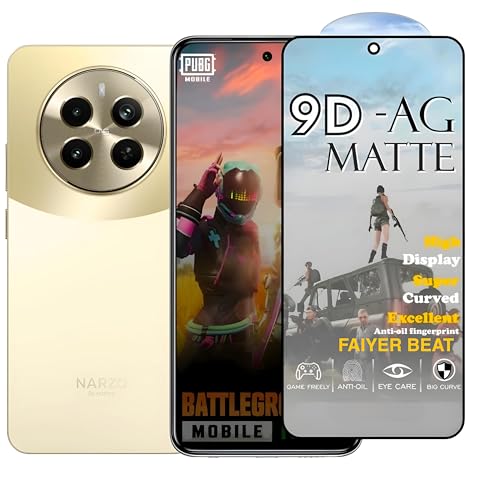 Image of Premium Tempered Glass forNARZO 70 PRO (matte finish glass, Pack of 1) Full Screen Coverage gaming matte Screen Protector Guard (NARZO 70 PRO)