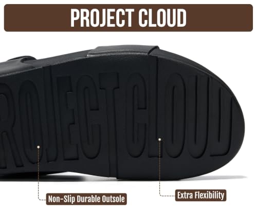Image of Project Cloud Genuine Leather Platform Sandals Women Non Slip Womens Slides | Lightweight Platform Sandals for Women with Plush Soft Insole & Arch Support Comfortable Sandals & Summer Slides for Women