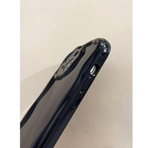 Image of KC Back Cover for Samsung Galaxy A36 5G - 3D New Curly Wave Frame Shape Shockproof Bumper Soft Silicone Case with Camera Protection (Black)