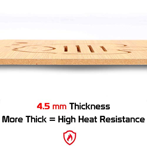 Image of HOKIPO Eco-Friendly Bamboo Wooden Coasters for Home Pan Pot Holder for Dining Table Heat Pad for Kitchen - Pack of 2 (AR2820-D2)