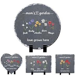 Personalized Mothers Day Birthday Gifts for Mom from Kids Custom Mom Gifts from Daughter Son Customized Mom Birthday Gifts for Women Mom’s Garden Birth Flowers Stones