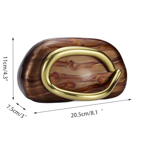 Image of Women Acrylic Clutch Box Metal Handle Evening Bag Trendy Ladies Shoulder Crossbody Purse for Wedding Party Causal