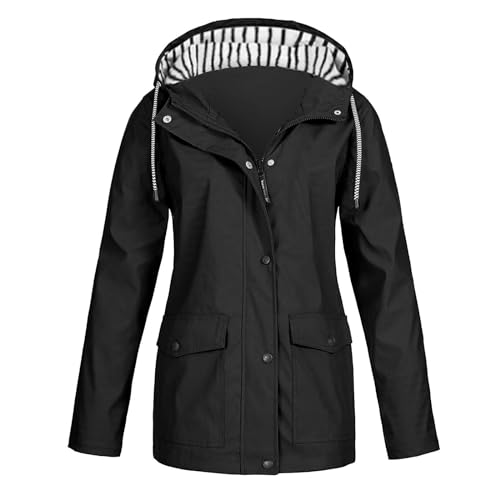 OIOLOYJM Yellow Rain Jacket Womens Waterproof with Hood Light Weight Jackets for Women Casual Fall Winter Plus Size Raincoat