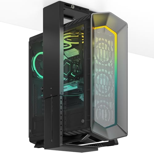 PC Halterung Unter Schreibtisch Kompatibel mit Den Meisten Mid-Tower- und Full-Tower-Gehäusen Höhen- & Breitenverstellbar Computer Halterung Unter Schreibtisch Max Bis 25 kg Schwarz