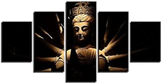 CYZSH Modulaire Impression Sur Toile Photos Décor À La Maison 5 Pièces Seigneur Gautam Bouddha Peintures Mur Art Déesse Indoue Affiche Living Roomd