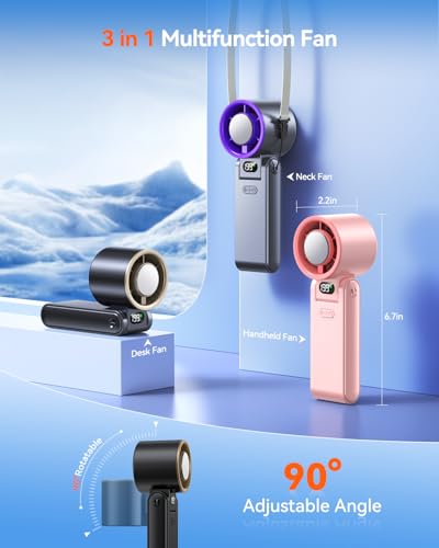 Image of Portable Handheld Fan with Ice Cooler, 199 Speed Personal Fan,5500mAh Rechargeable,20H Cooling Time,20000 RPM Powerful Motor, Summer Essential for Travel /Outdoor /Office, Black Gold