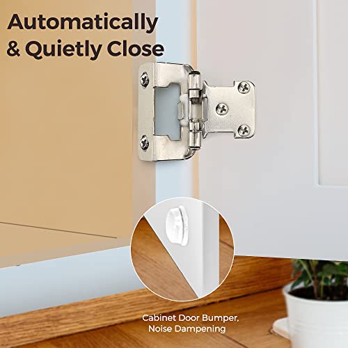 Image of Ravinte 50 Pack 25 Pairs 1 /2 inch Overlay Kitchen Cabinet Hinges Self Closing Cabinet Door Hinges Kitchen Cabinet Semi Wrap Around Hinge For Face Frame Cabinet Satin Nickel Face Mount Cabinet Hardware