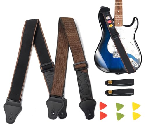 Sangle de Guitare, 2Pcs Sangle Guitare avec Extrémités en cuir Sangle de Guitare avec Longues Extrémités en cuir + 6 médiators + 2 sangles Sangle Guitare pour Guitares Lourdes Guitare Acoustique - Les Beatles, Paul McCartney, John Lennon, RIngo Starr, George Harrison Sangle de Guitare, 2Pcs Sangle Guitare avec Extrémités en cuir Sangle de Guitare avec Longues Extrémités en cuir + 6 médiators + 2 sangles Sangle Guitare pour Guitares Lourdes Guitare Acoustique