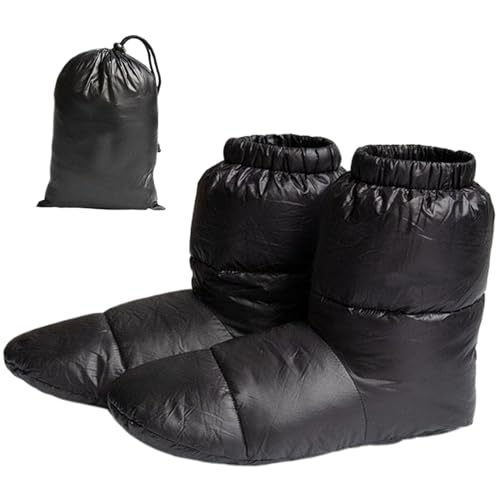 NIDONE Down Booties Socks, 1 Pair Ultralight Winter Down Booties Socks with Storage Bag, Windproof Sleeping Sock, Cozy Foot Warmer for Camping (M)