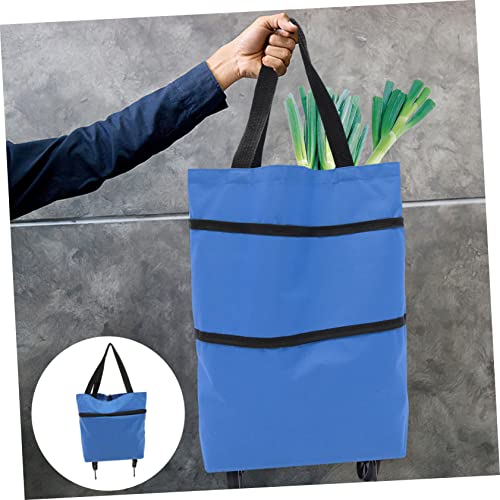 Vaguelly Collapsible Tey Shopping Bag with Wheels Handle Capacity Outdoor Storage Bag for Grocery Laundry Travel3