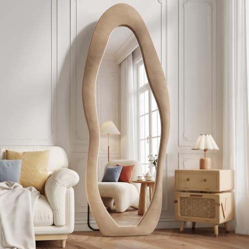 Image of Koonmi Full Length Mirror 71 inchx30 inch, Irregular Flannel Floor Mirrors