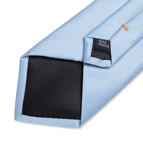 Image of DiBanGu Mens Solid Color Tie and Pocket Square Set Woven Silk Plain Necktie & Handkerchief for Men Wedding Party Formal