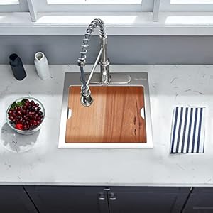 Kitchen Sink 15 x 15 x 10 inch Kitchen Sinks Small Bar Prep Sink 16 Gauge Stainless Steel Drop in Kitchen Sink Single Bowl Workstation Sink with Cutting Board