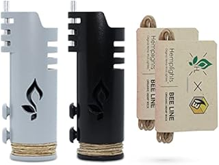 Hemp Wick Lighter 2 Pack Wrapper, Includes 8FT Hemp Wick by Hemplights USA (Black/Grey)