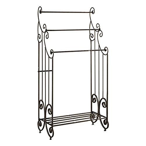 Kings Brand Furniture Pewter Metal Towel Racks for Bathroom with Shelf - 3 Long, Sturdy, Versatile & Modern Towel Rack with Storage Shelf Perfect for Laundry Room, Kitchen Area & Bathroom Towel Rack