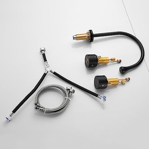 Robinet d'évier à bec pivotant 360° et double commande pour lavabo 3 trous - 7