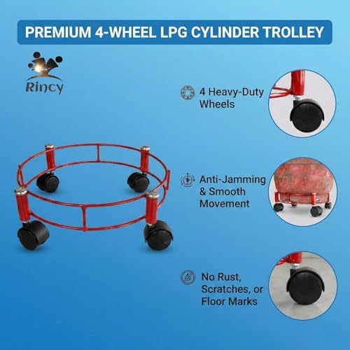 Image of Rincy Stainless Steel Wheel LPG Gas Cylinder Trolley with 4 Wheels (1 Pc) - WSG Gas Cylinder Trolley (Multicolor, Pack of 1)
