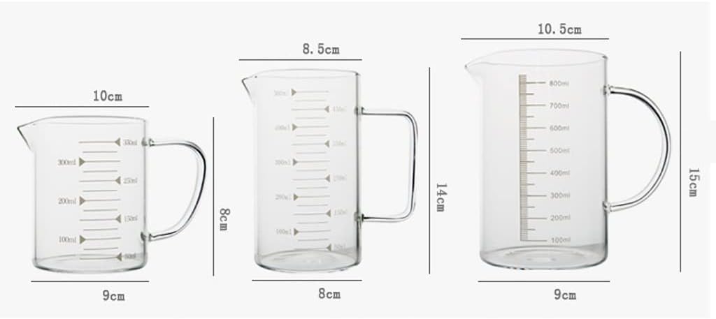 Glass Measuring Cup With Scale Milk Cup High Temperature Resistant Household Kitchen Baking Beaten Egg Cup Measuring Water Cup Cups (Size : 1000ml) (One Color 350ml)