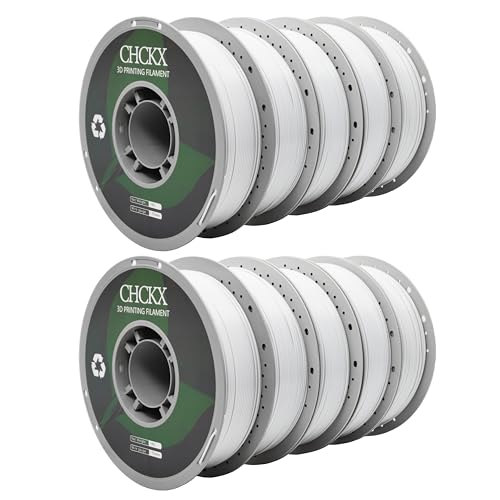 CHCKX PETG 3D Printer Filament Bundle, 10Rolls,Dimensional Accuracy +/- 0.03 mm, 1kg Spool(2.2lbs), 1.75 mm Fit for Most 3D Printers,White