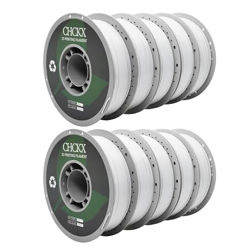 CHCKX PETG 3D Printer Filament Bundle, 10Rolls,Dimensional Accuracy +/- 0.03 mm, 1kg Spool(2.2lbs), 1.75 mm Fit for Most 3D Printers,White