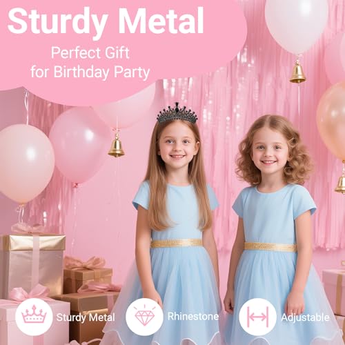 Birthday Tiara and Crown with Sash, Birthday Tiara for Women Party (Black)
