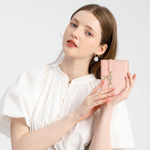 Small Wallets Woman Trifold RFID Blocking Slim Wallet Credit Card Holder Cute Coin Purse with ID Windows (Pink) 6