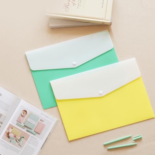 Image of Shuban Double Pocket Document Folders Letter A4 Size File Envelopes with Label Pocket & Paste Button for School Home Work Office Organization (Style-4-Twin Pocket Folder -4Pcs-Multi Color)