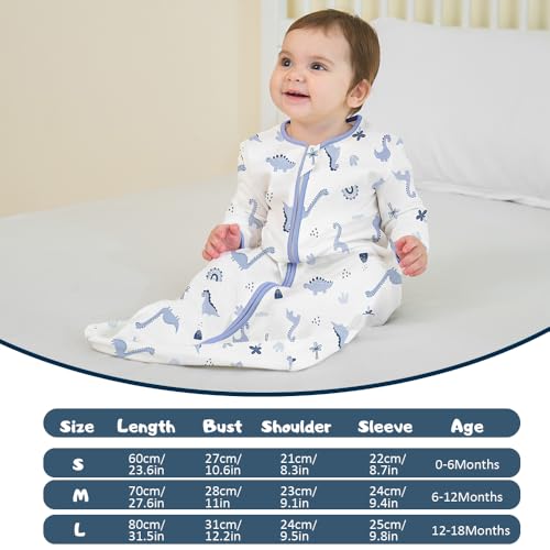 Image of Miracle Baby Long Sleeve Sleep Sack 2-Pack, 100% Cotton Wearable Blanket Baby Sleeping Bag for Newborn Infant Toddler