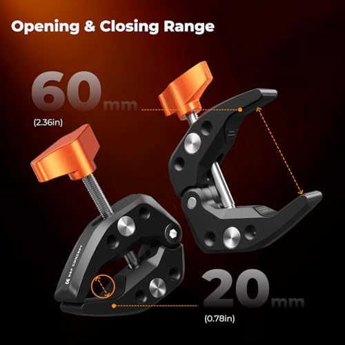 Image of K&F CONCEPT 2 Pack Camera Mount Clamp, Super Crab Clamp with 1 /4 inch Thread Holes for Round Pipe Flat Surface, Monitors, LED Lights, and Other Photographic Accessories