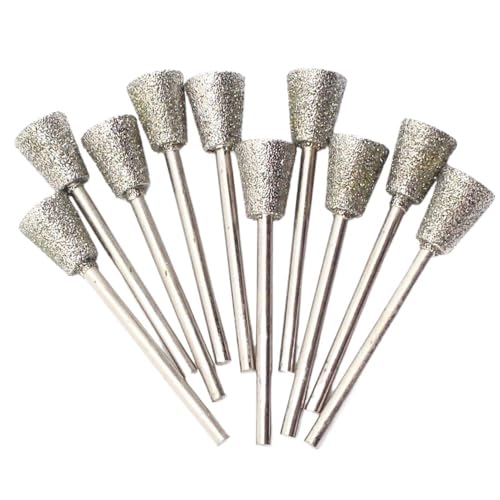 10個 1-8mm 逆円錐形ダイヤモンド研削ヘッドバービット 研磨彫刻バリ取り翡翠石研磨工具用 wanglan(Head Diameter 8 mm)