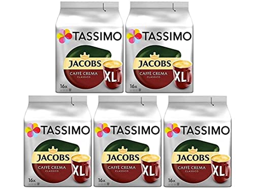 Tassimo Jacobs Caffè Crema Classico XL - 5 Paquetes (80 Porciones)