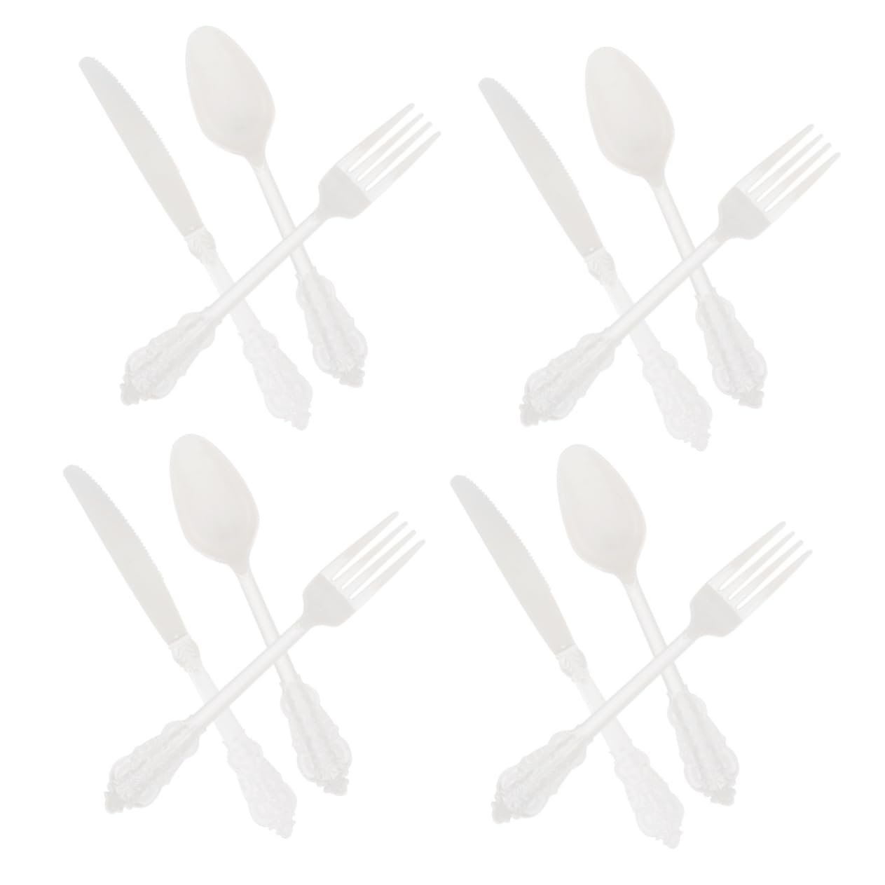 VALICLUD 12Pcs Healthy Cutlery Plastic Knives Forks and Spoons White Tableware for Parties Banquets and Catering Events and Reliable Utensils